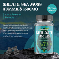 Cheroline Shilajit Sea Moss and Ashwagandha Gummies 1500mg Per Serving, Enriched with 60% Fulvic Acid & 85+ Trace Minerals, High Strength Complex for Energy, More Convenient Than Resin (60 Count (Pack of 2))