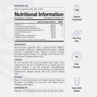 ALPHA01 Glucosamine & Chondroitin Complex - with MSM, Boswellia, Rosehip, Ginger & Turmeric - Made from Pasture Raised, Grass-Fed Bovine - Non-GMO, 180 Capsules