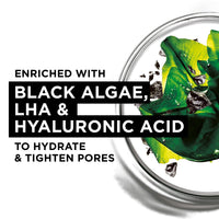 Garnier Pure Charcoal and Algae Sheet Mask, Purifying and Hydrating Face Mask With Hyaluronic Acid, LHA & Black Algae, Tightens Enlarged Pores & Purifies Skin, Biodegradable & Vegan Tissue 28g