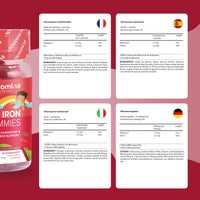 novomins Kids Iron Gummies - Iron Supplements with Vitamin C - Energy & Immune System - Iron Gummies for Kids - Alternative to Iron Tablets for Kids - 30 Gummies - Vegan & Gluten-Free - Novomins