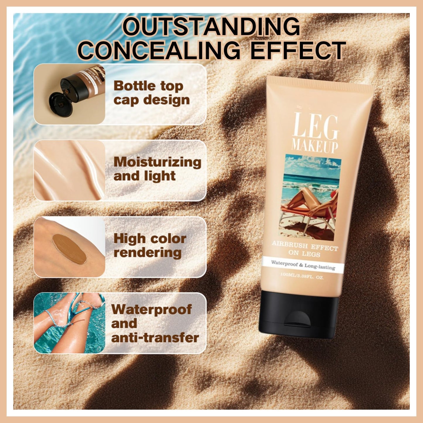 SHEBEEDO Leg Makeup Full Coverage Waterproof No Transfer Leg Makeup To Cover Veins Concealer For Mature Skin Smooth Tone Body Makeup Long Lasting Leg And Body Scar Cover Up (#01)