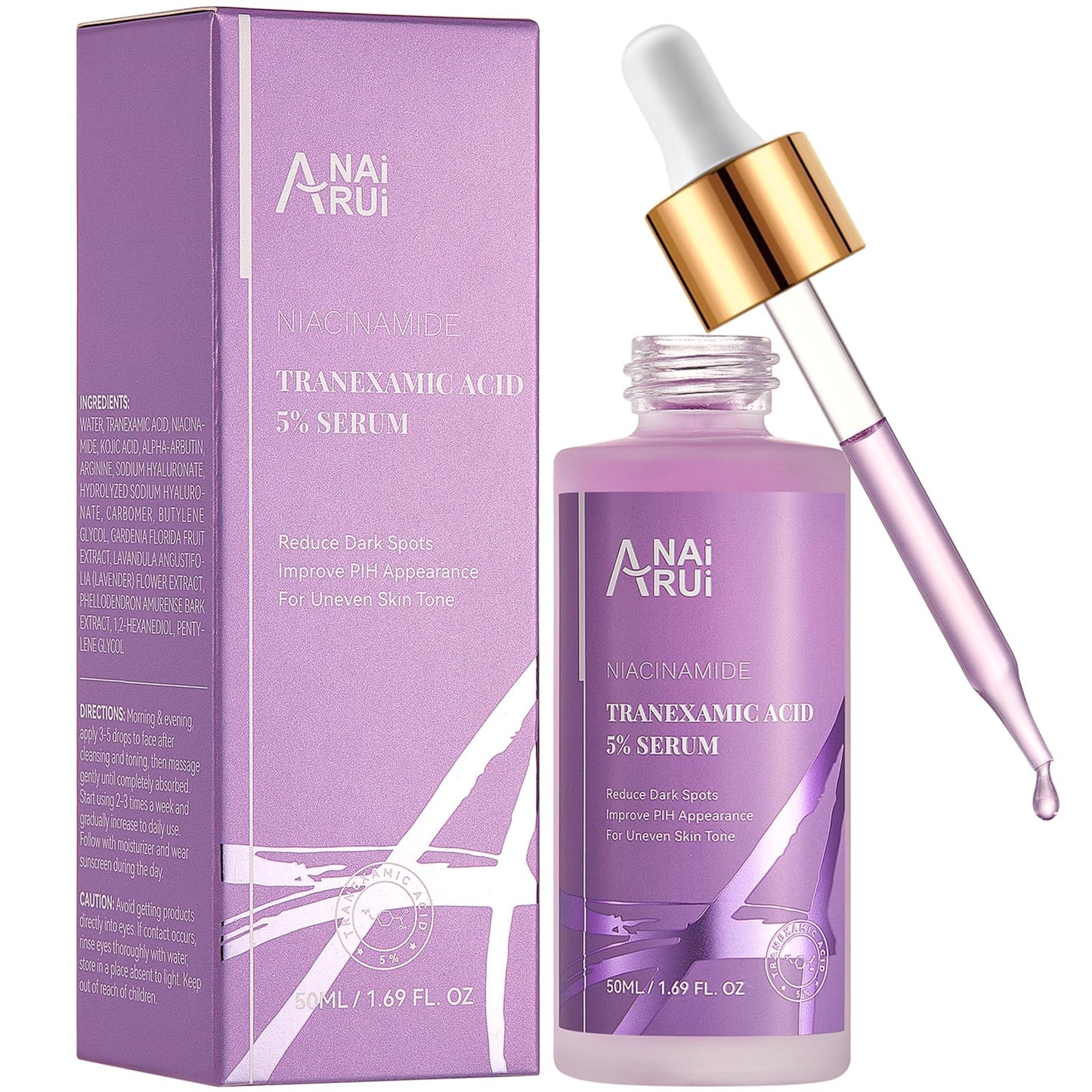 ANAI RUI ANAiRUi 5% Tranexamic Acid Serum 50 ml, Dark Spot Correcting Serum with Tranexamic Acid + Hyaluronic Acid + Niacinamide, Targets Hyperpigmentation, Even Skin Tone