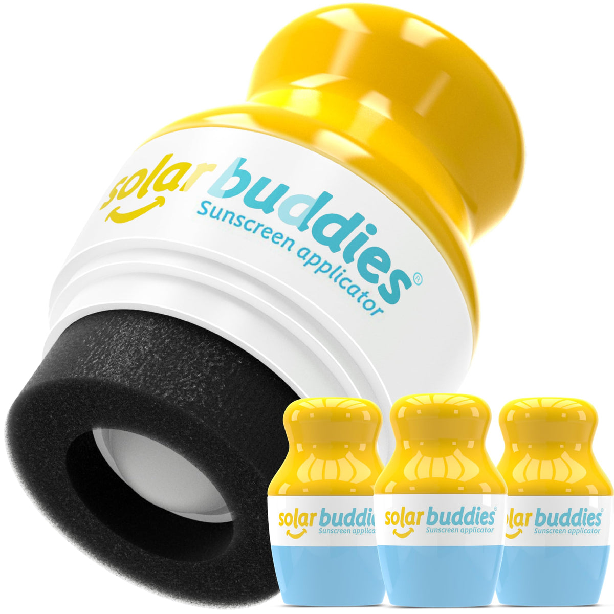 Solar Buddies Sunscreen Applicator - Green Triple - BPA-Free Refillable Roll on Sponge Sunscreen, Suncream & Lotion Applicator For Kids & Adults - Holds 3.4fl oz, Perfect Size for Travel