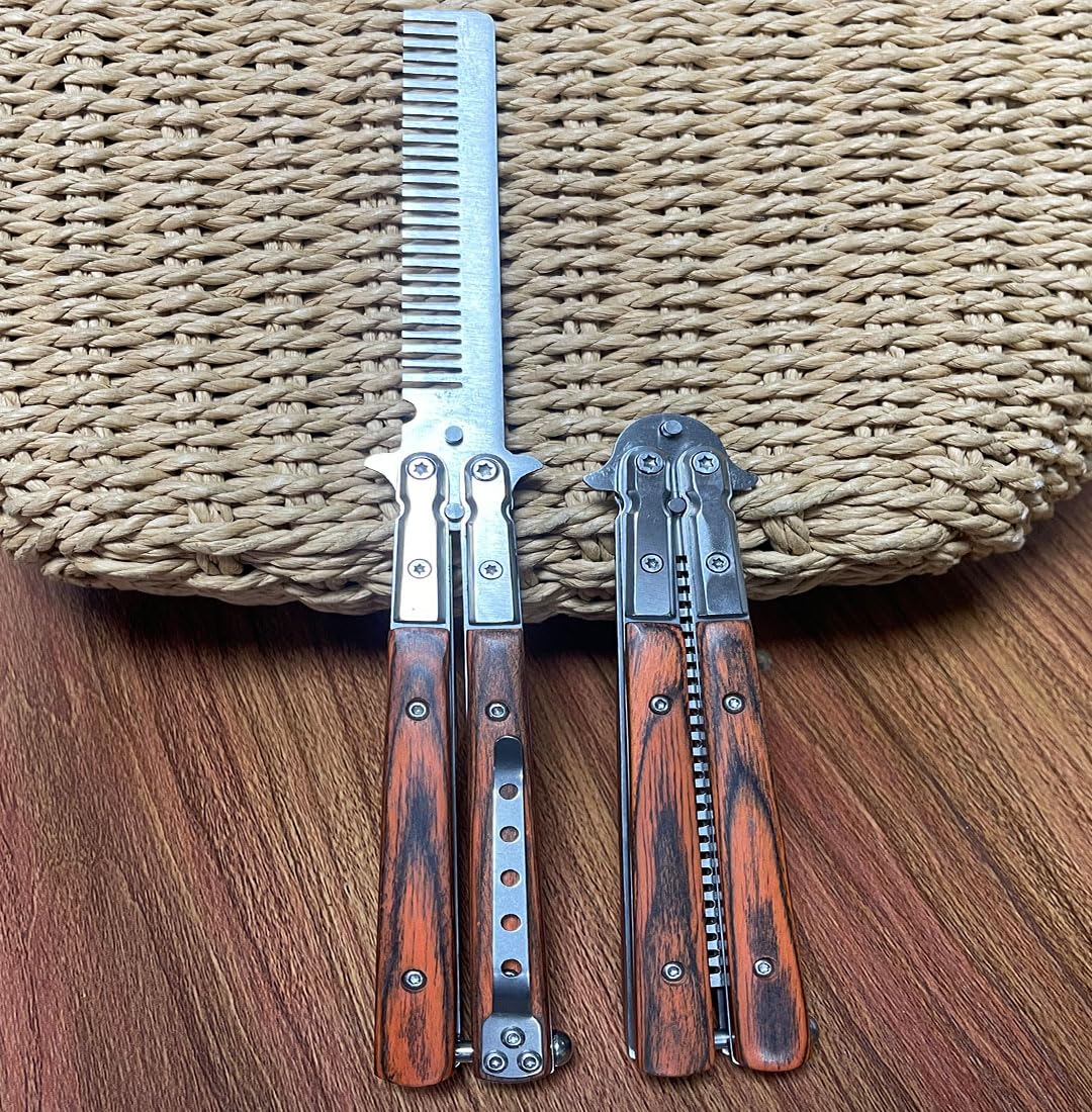 DYBADYSA 1 Pcs Metal Stainless Steel Durable Folding Butterfly Comb Gift Set