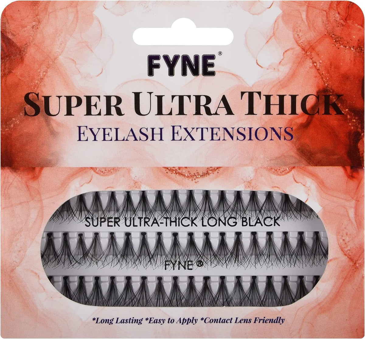 FYNE Super Ultra Thick Individual Eyelashes - 240 Long Individual Eyelash Clusters, 12mm Ultra Thick Natural Lashes - Volume Cluster Lashes - Durable False Eyelash Extensions - 4 Packs of Lashes