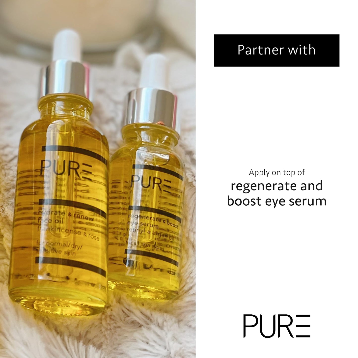 Hydrate & Renew Face Oil from PURE Spa & Beauty 30ml - Vegan Skin Moisturiser with Rose, Geranium, Orange, Frankincense, Vitamin E and Omega 6 & 9