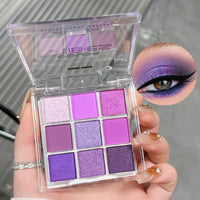LYNTYAOU Purple Eyeshadow Palette, Pink Make-Up Palettes Shimmer Eye Shadow, Highly Pigmented Matte Shimmering Cool Make up Set, 9 Colour Waterproof Longlasting Eye Shadow Palette