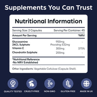 Purolabs Glucosamine Complex – High Strength Glucosamine & Chondroitin with Vitamin C – Advanced Joint Care Supplements for Women & Men to Support Mobility & Flexibility – 90 Capsules