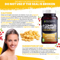 Only Nutrients | B Complex + Vitamin C | 180 Vegan Tablets (6 Months Supply) | All 8 B Vitamins B1-B2-B3-B5-B6-B12, Biotin, Folic Acid, Enhanced for Energy, Immune & Nervous System Support - UK Made