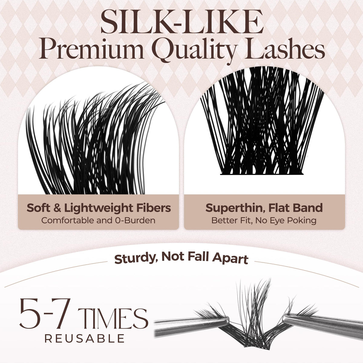 LASHVIEW Cluster Lashes D Curl Volume Eyelash Clusters 9-16mm Mix SilkPlush Soft Fluffy DIY Cluster Eyelash at Home-Style W03