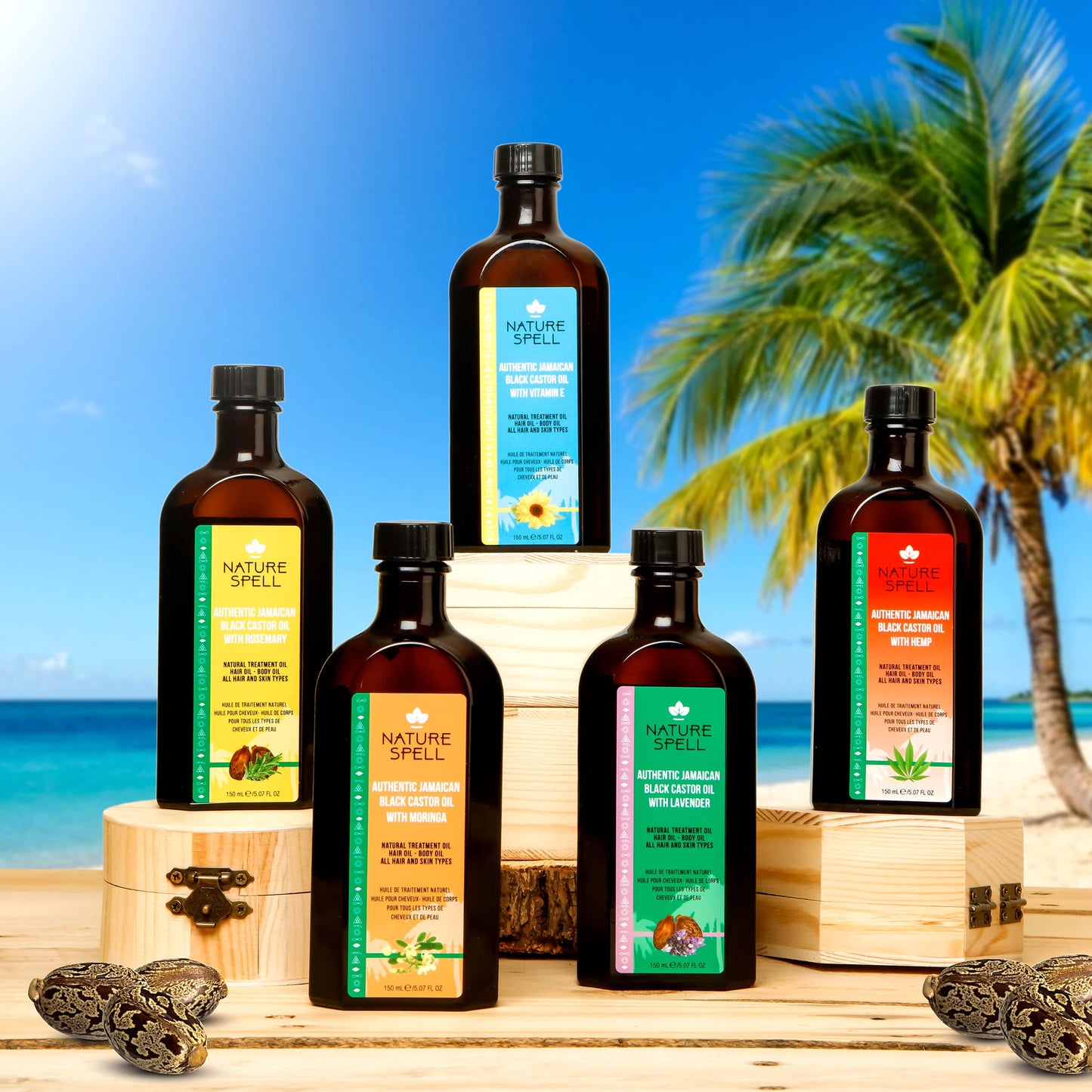 Nature Spell Authentic Jamaican Black Castor Oil with Lavender for Hair & Body 150 ml - Strengthen Hair Roots - Treat Dry and Damaged Hair