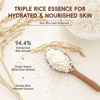 ThamGlow Rice Ultra-Light Sunscreen SPF 50+ PA +++, Rice Face Cream With SPF, Face Sun Cream Lightweight Non Greasy Sunscreen, Invisible UVA/UVB Protection, Hydrating Formula, No White Cast