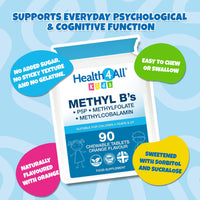 Health4All Kids Methyl B's 90 Chewable Tablets, Stress & Mood Support for Children 4+