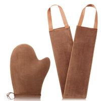 G GAIYAH GAIYAH Self Tanning Mitt Set 2 in 1 - Premium Reusable Double-Sided Velvety Soft Applicator for Lotion Cream, Fake Tan Mitt Glove, Back Tanner Applicator, Streak-Free Natural Tan, Stain-Free Hands