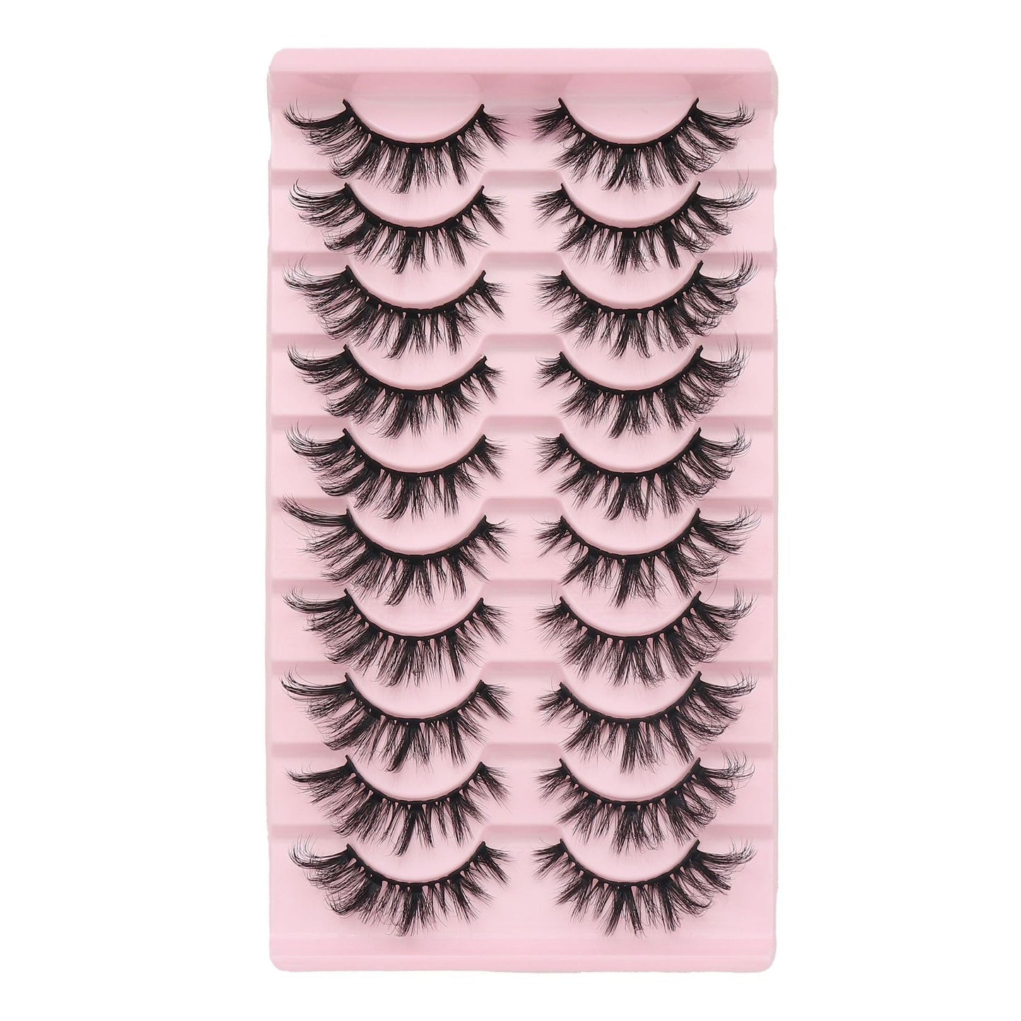 KANGSIT Eyelashes Faux Mink Fox Eye Natural Looking Russian Lashes Strip D Curly Fluffy Multi-layers Eyelash Wispy Cat Eye Lash Pack 10 Pairs (3DMAO-9)