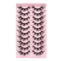 KANGSIT Eyelashes Faux Mink Fox Eye Natural Looking Russian Lashes Strip D Curly Fluffy Multi-layers Eyelash Wispy Cat Eye Lash Pack 10 Pairs (3DMAO-9)