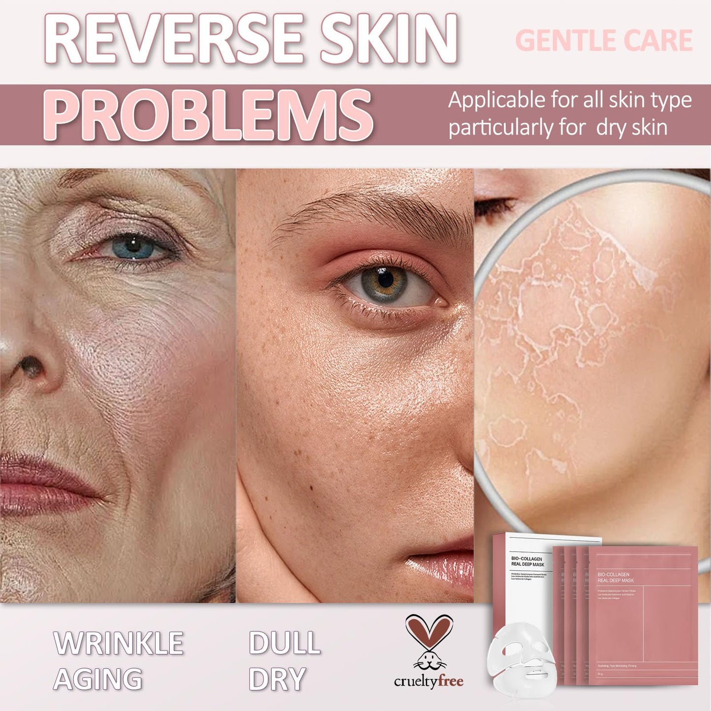 Shefave Bio Collagen Mask Overnight Face Mask, 8Pcs Bio Collagen Face Mask - Hydrating Face Mask Collagen Mask - Fights Wrinkles, Glow & Rejuvenating Skin Face Masks Skincare Sheet Masks Multipack