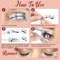 Magnetic-Eyelashes Natural Look, Higu clace Magnetic-Lashes Kit with Applicator, 1 Pair Reusable Lashes Magnetic Easy to Wear and Remove Wispy Eyelashes Magnetic No Glue or Eyeliner Needed(STYLE M)