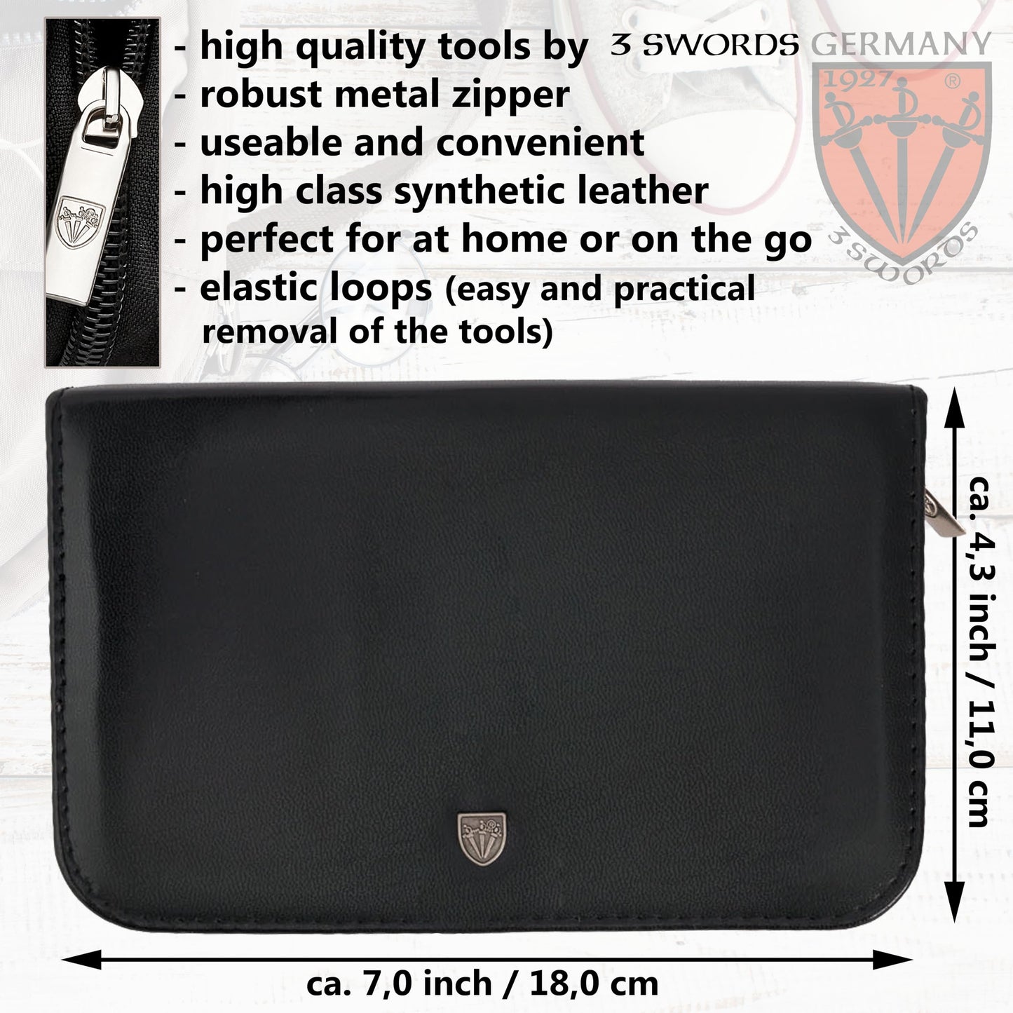 3 Swords Germany - brand quality 10 piece manicure pedicure grooming kit set for professional finger & toe nail care scissors clipper fashion leather case in gift box, Made by 3 Swords (000415)
