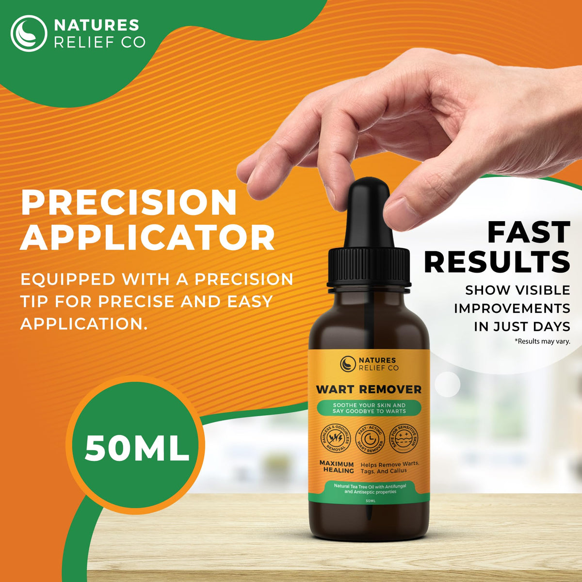 Natures Relief Co Wart Remover Serum | Suitable for Hands & Feet | Fast Acting & Effective Removal Treatment for Warts | 50ml