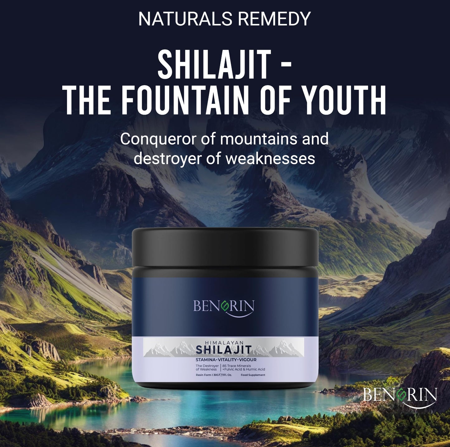 BENGRIN Premium Himalayan Shilajit Resin – Pure, Potent & Lab-Tested for Adults, Gold Grade 100% Pure, Rich in Fulvic & Humic Acid, Minerals, Immune System & Vitality Booster, Vegan