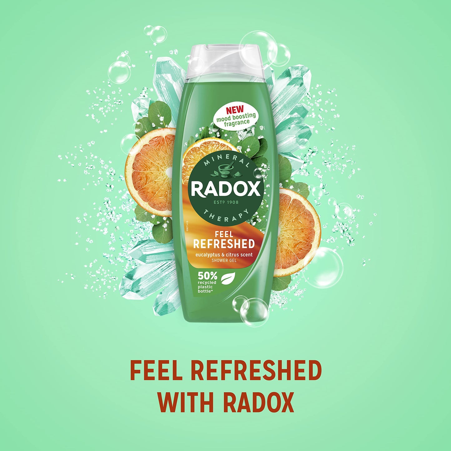 Radox Mineral Therapy Feel Refreshed body wash shower gel with a eucalyptus & citrus fragrance for a refreshing shower experience 450 ml