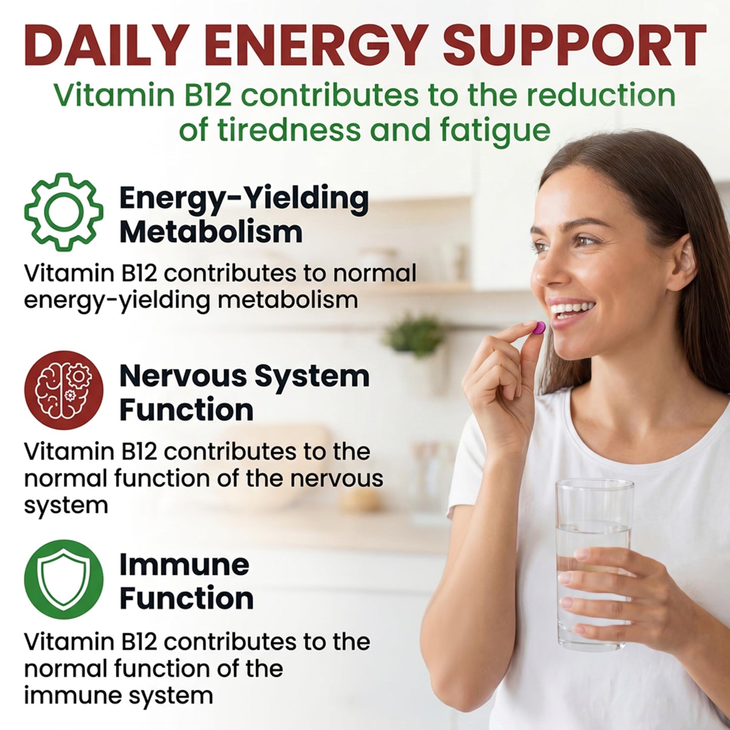 Vegan Vitamin B12 Methylcobalamin 1000mcg 180 Tablets (6 Months Supply) Made in the UK by Nutri-Ark