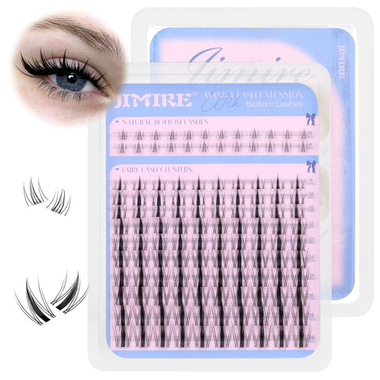 JIMIRE Manga Lash Clusters Natura Look Manga Cluster Lashes Wispy D Curl Individual Eyelashes 124Pcs 8-18MM Wispy Lashes Individual Cluster with Bottom Lashes Lash Extension with Invisible Lash Band