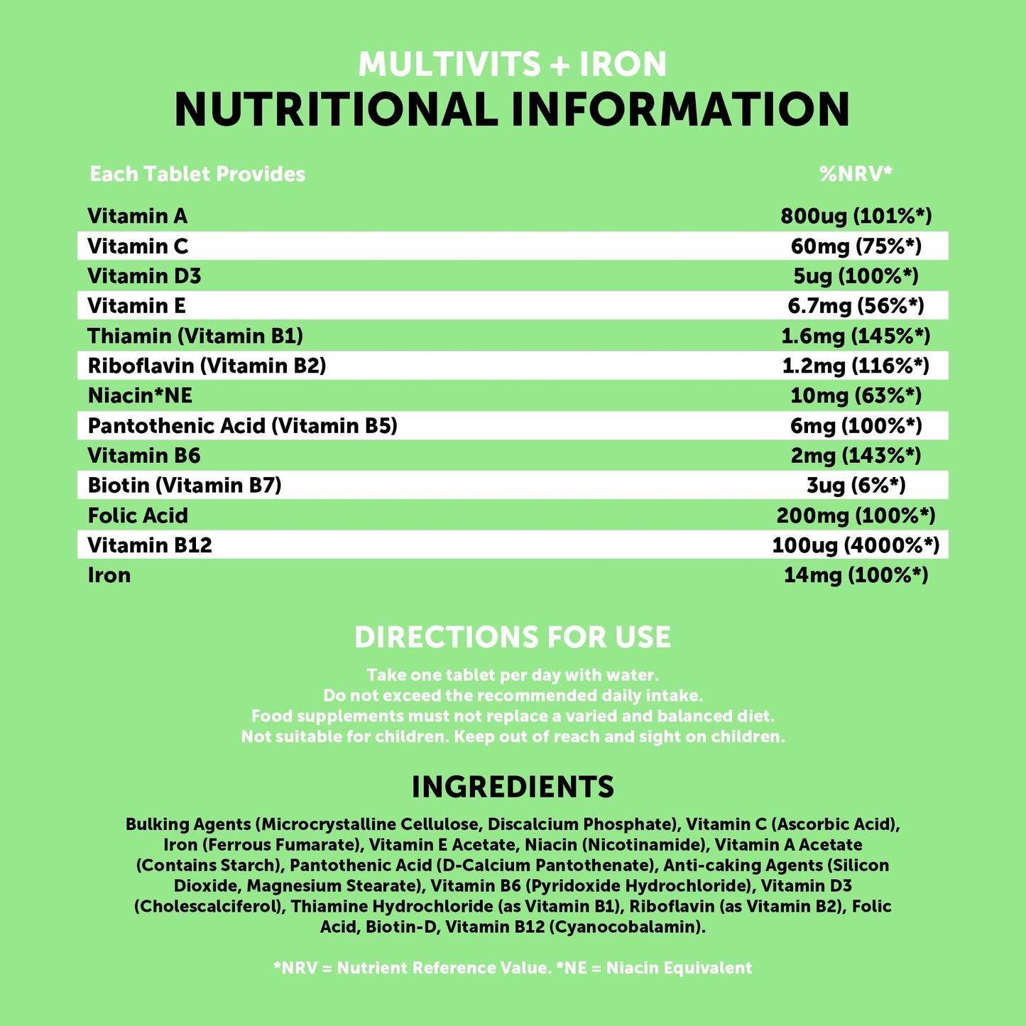 Get More Vits - Multivitamin Tablets with Iron (90 Tablets), Promotes Stronger Immune System, Healthy Bones, Teeth & Muscles, Supports Faster Metabolism, Combats Tiredness & Fatigue, Vegetarian, Vegan