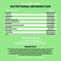 Get More Vits - Multivitamin Tablets with Iron (90 Tablets), Promotes Stronger Immune System, Healthy Bones, Teeth & Muscles, Supports Faster Metabolism, Combats Tiredness & Fatigue, Vegetarian, Vegan