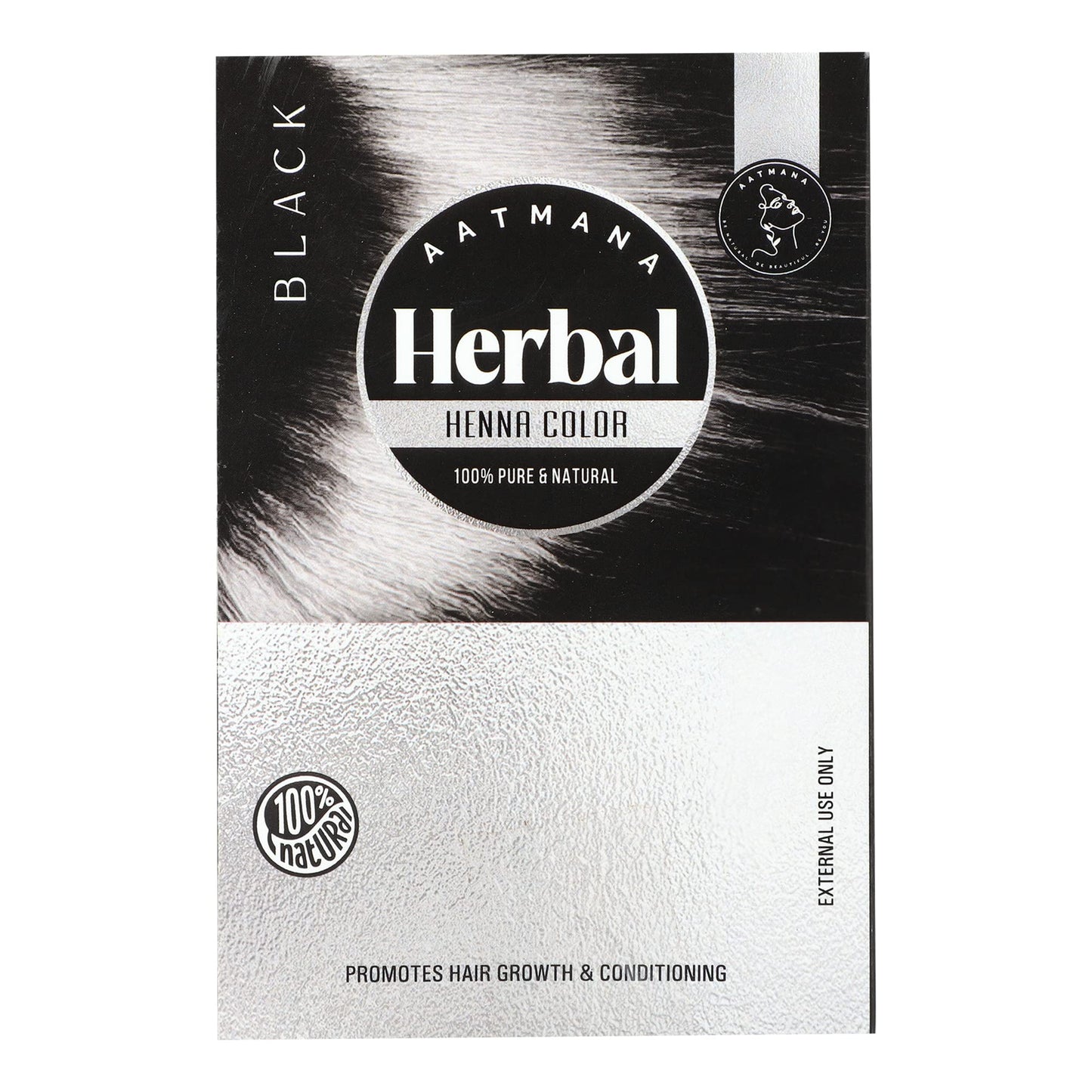 AATMANA Herbal Black Henna Hair Color with Goodness of 9 Herbs | Black Henna Mehndi for Hair, Make Hair Soft & Shiner Natural Hair Color for Men & Women 100g