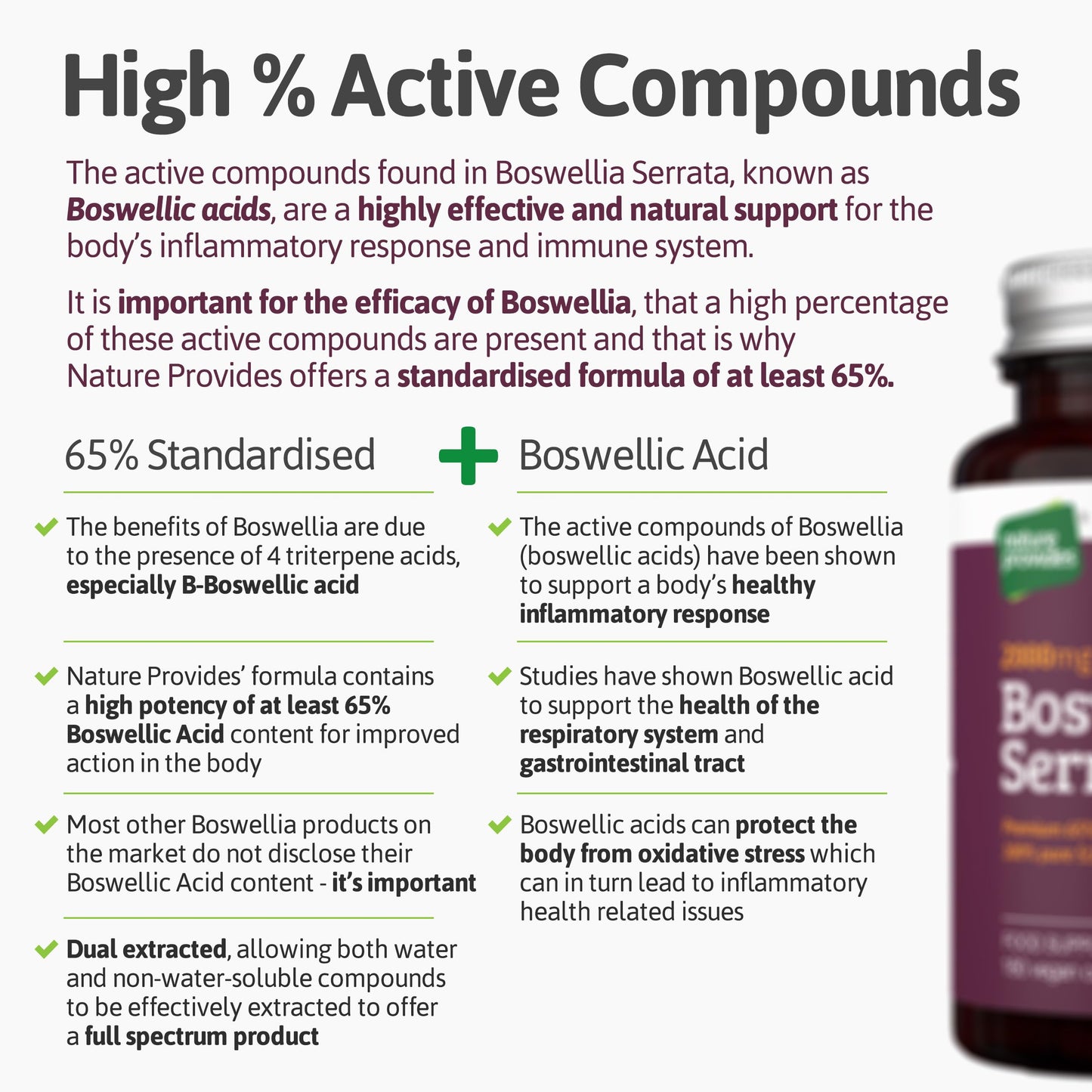 Nature Provides Boswellia Serrata Capsules 2000mg 5:1 Extract - 180 Vegan Caps - 6 Months Supply - 65% Boswellic Acid - Joint Support Supplement - Indian Frankincense