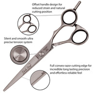 Dark Stag DS+ Offset Professional Premium Barber Scissors - Heat Treated Durable Stainless Steel for Ultimate Hairdressing, Cutting & Styling (6 inch)