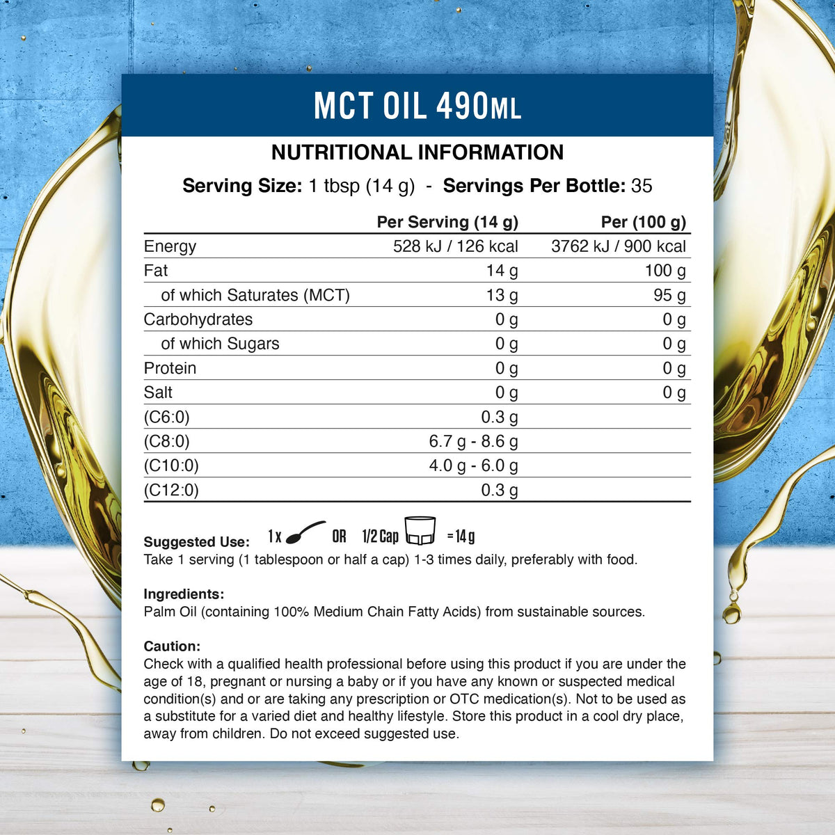 Applied Nutrition MCT Oil, for Paleo, Keto & Low Carb Diets, Energy Source No Carbs, Supports Fasting, Vegan Friendly from Sustainable Sources, Boosts Ketones, Ideal for Bulletproof Coffee, 490 ml