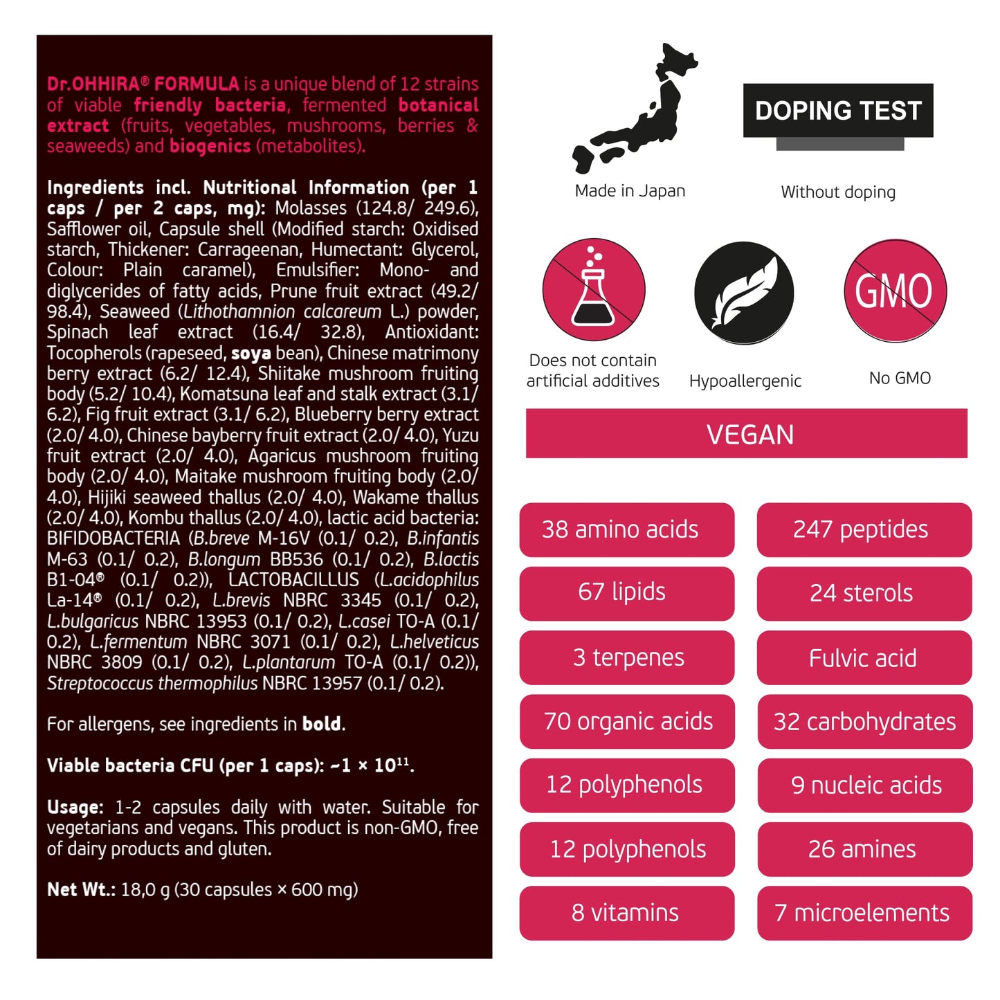 Dr. Ohhira Deluxe 12 Strains of Lab 5 Years of Fermentation Postbiotic Metabolites Vitamins Minerals Amino Acids and Organic Acids Vegan 30 Capsules