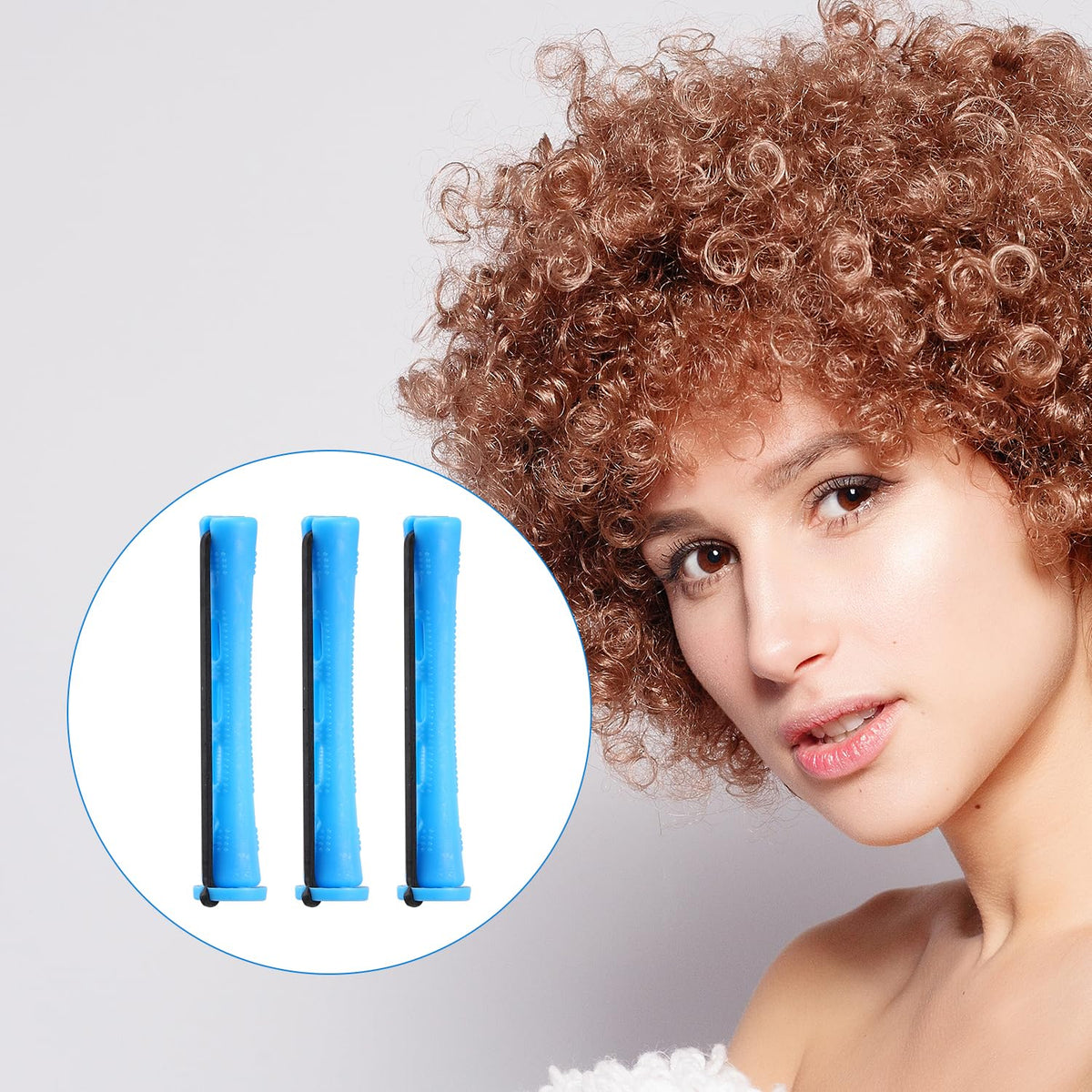 Arcjunys Perm Rods Kit 0.35 Inch for Short Hair - 24Pcs Hair Curlers With Steel Tail Comb for Hairdressing Styling Supplies