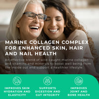 Wild-Caught Marine Collagen Complex Capsules with Hyaluronic Acid | 120 Capsules - 2 Month Supply | Also with Vitamin C, Vitamin E, Bamboo Stem Extract, Biotin | for Skin, Hair, Nails