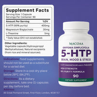 MACOAA 5-HTP Supplement, 4000mg High Strength, 99% Purity 5HTP Griffonia Seed Extract Complex with Magnesium Bisglycinate and L-Theanine, Sleep and Mood Support, 90 Capsules | 3 Month Supply