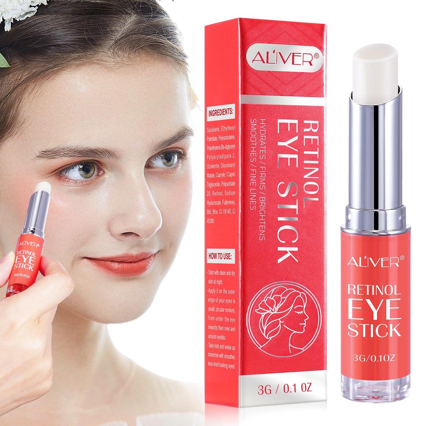 JCZQDRPC Retinol Eye Stick, Retinol Eye Cream, Smoothens Wrinkle Eye Cream for Puffy Eyes, Eye Brightener Stick for Dark Circles, Eye Balm Stick, Reducing Fine Lines, Eye Cream for Puffiness