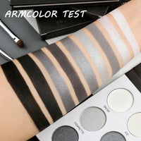 AYNKH Black Smokey Eyeshadow Palette Makeup, Halloween Black Eyeshadow Palette, 9 Colors Black Silver Gray White Highly Pigmented Gothic Makeup Matte Glitter Eyeshadow Palette for Girls and Women