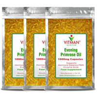 VitMan Nutrition Evening Primrose Oil 1000mg - 120 Softgels - Rich in Omega 6 GLA - Menopause - Anti Ageing - PMS Capsules… 4 Months Supply (120)