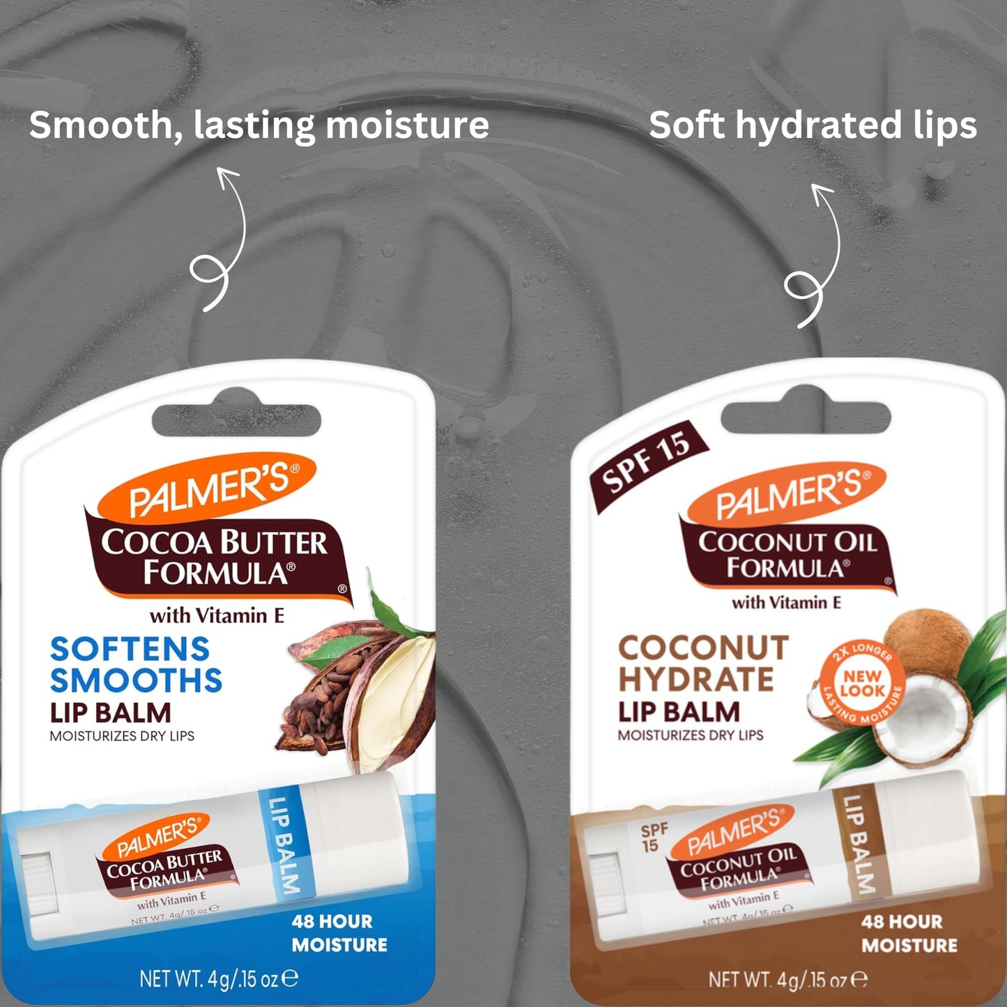 amzuqb packed 2 PACK Moisturizing Cocoa Butter & Coconut Lip Balm Duo with SPF 15 for Chapped, Dry Lips Palmer’s Palmers Cocoa Butter Lip Balm SPF 15, 4g - 2 x 0.3oz - Enriched Vitamin E: Soft, Smooth Lips Bundle