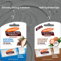 amzuqb packed 2 PACK Moisturizing Cocoa Butter & Coconut Lip Balm Duo with SPF 15 for Chapped, Dry Lips Palmer’s Palmers Cocoa Butter Lip Balm SPF 15, 4g - 2 x 0.3oz - Enriched Vitamin E: Soft, Smooth Lips Bundle