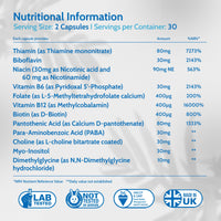 Health4All Methyl B-Complex, 60 Capsules with Methylcobalamin, Methylfolate, DMG & PABA Supplement, Support Stress, Energy, Methylation, Aid Nervous & Physiological Function | Made in UK (not Tablet)