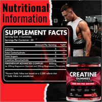 Creatine 120 Gummies Max 5000mg for Men & Women Creatine Monohydrate Plus B12 and L-Taurine Chewable Gummies, Strawberry Flavour 1 Month Supply (1 Count (Pack of 120), Strawberry)