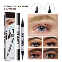 Oruagmel Eyebrow Pencil, Microblading Eyebrow Pen, 2-In-1 Dual-Ended Eye Brow Pencil with 2 Fork Tip & Precise Brush, Create Natural Hair-Like Brows, Waterproof, Last All Day, Shaping, Defined (Dark Brown)