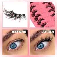 Mavphnee Half Lashes Natural Clear Band Eyelashes 3 4 False Lashes Wispy Fluffy Fox Style Half Eyelashes 8 Pairs Half Fake Eyelashes Pack
