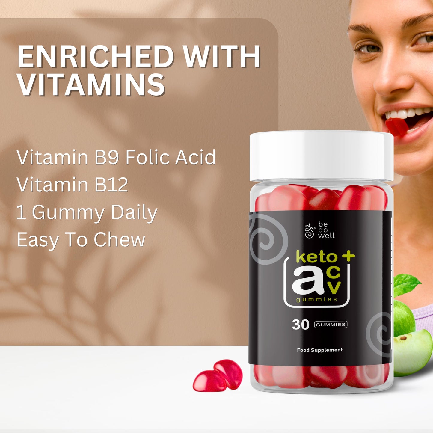 SUPPLEMENT PARADISE Bedowell Keto+ ACV Gummies 1 Month Supply