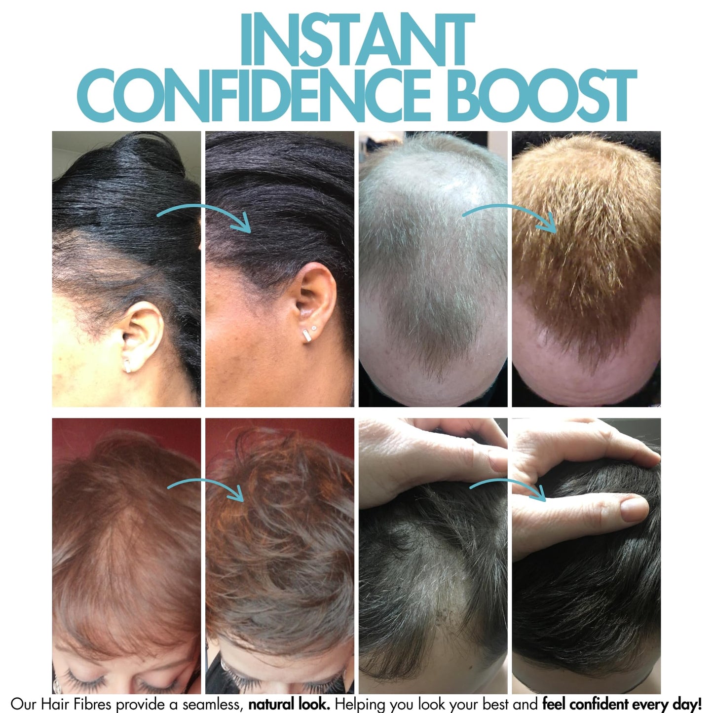 Hair Genetics Hair Fibres Refill Packs - Fill in Bald Spots & Thinning Hair for a Fuller Look, Natural Colours, Cling to Existing Hair, Long Lasting, Water Resistant - Hair Fibers for Men and Women