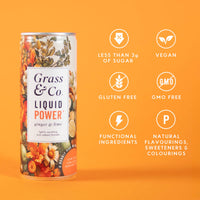 Grass & Co. Grass & Co | POWER Shiitake Mushroom | Enhances Energy Levels & Well-being | Shiitake Extract, Holy Basil, Iron, Vitamins B9 & B12 (12 x 250ml, POWER)